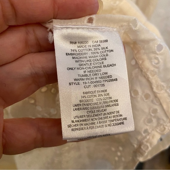 JOIE Women Ivory Eyelet Buttoned Long Sleeve Top Size Large - Picture 8 of 9